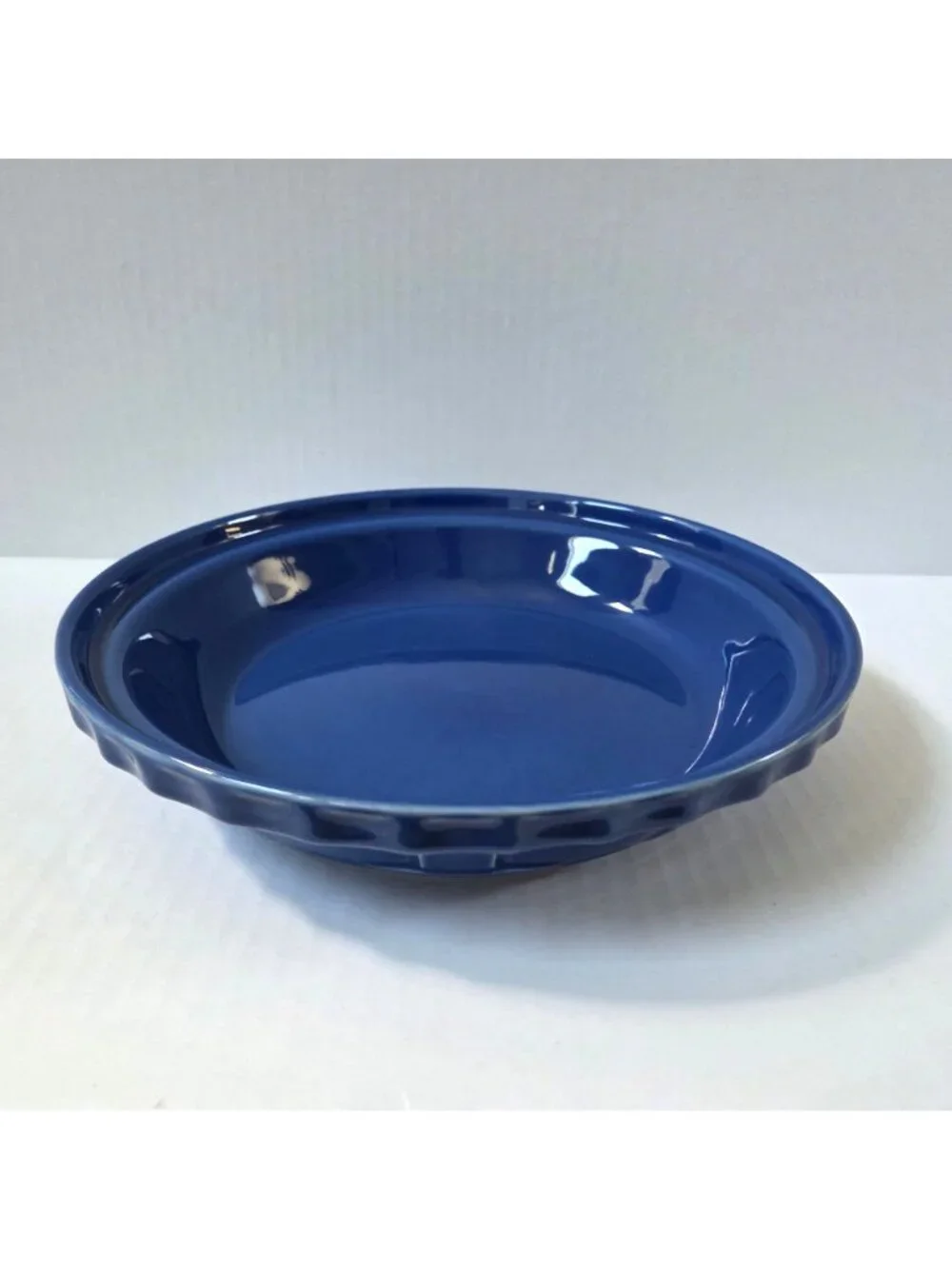 Longaberger Woven Traditions Cornflower Blue Pottery Pie Plate Dish USA Made